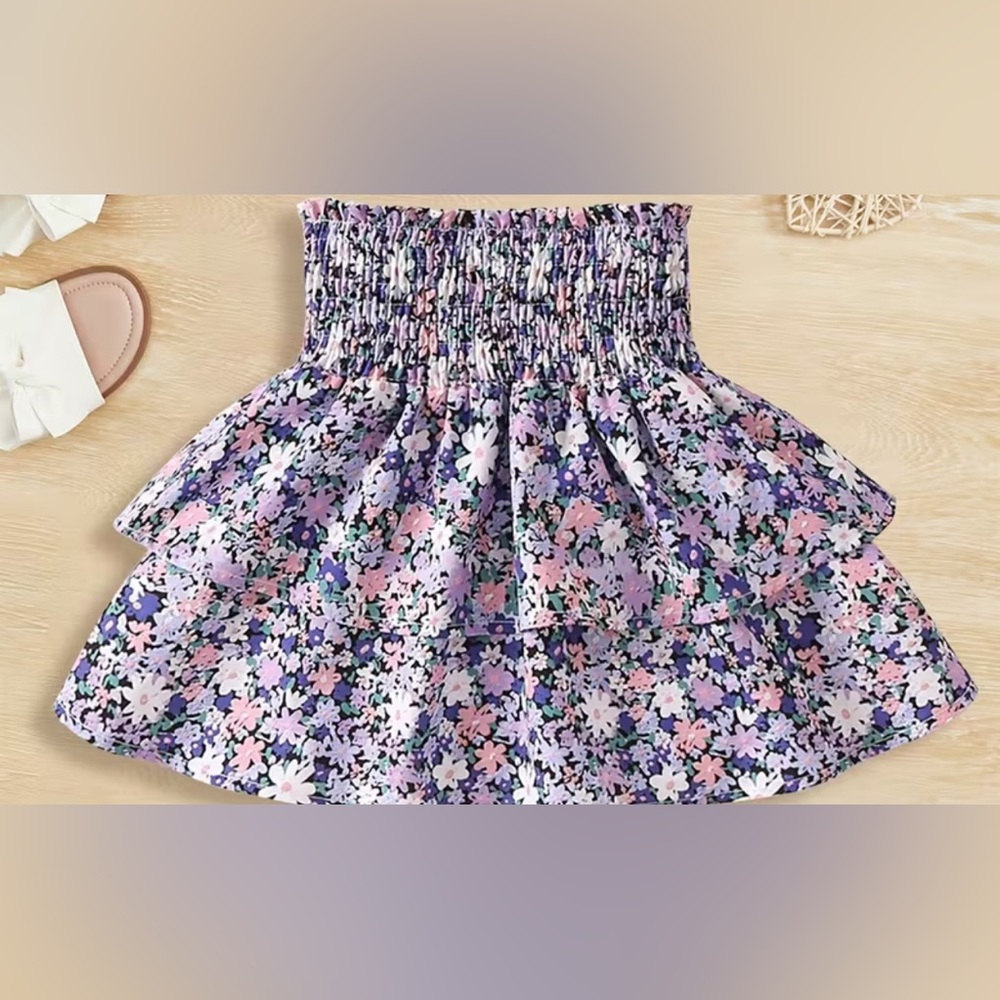 SHEIN Purple Floral Kids Skirt - Size 7 (Girl)